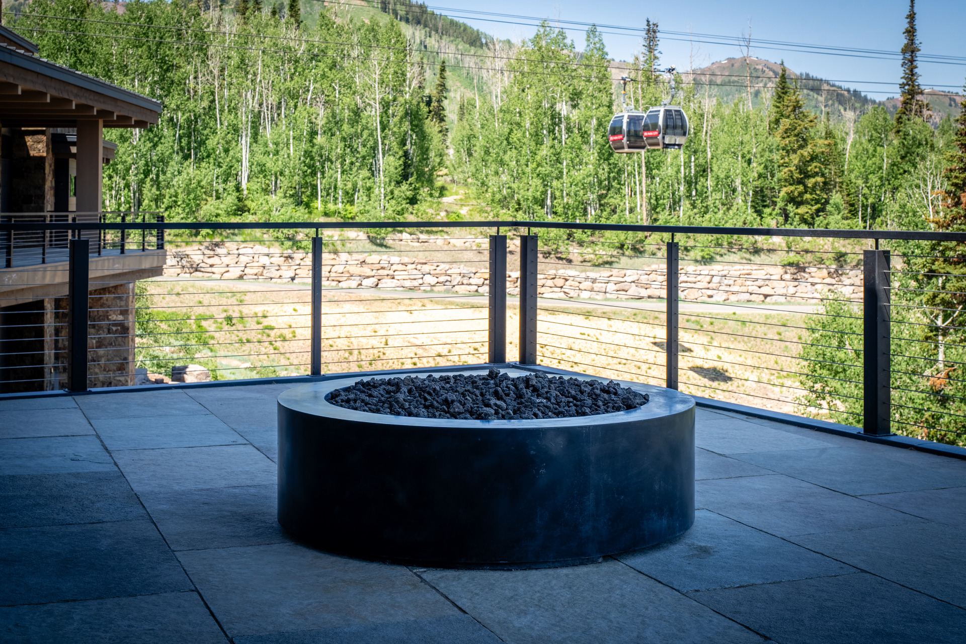 Uintah square fire pit in a courtyard